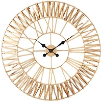 Gold Seagrass and Metal Wall Clock