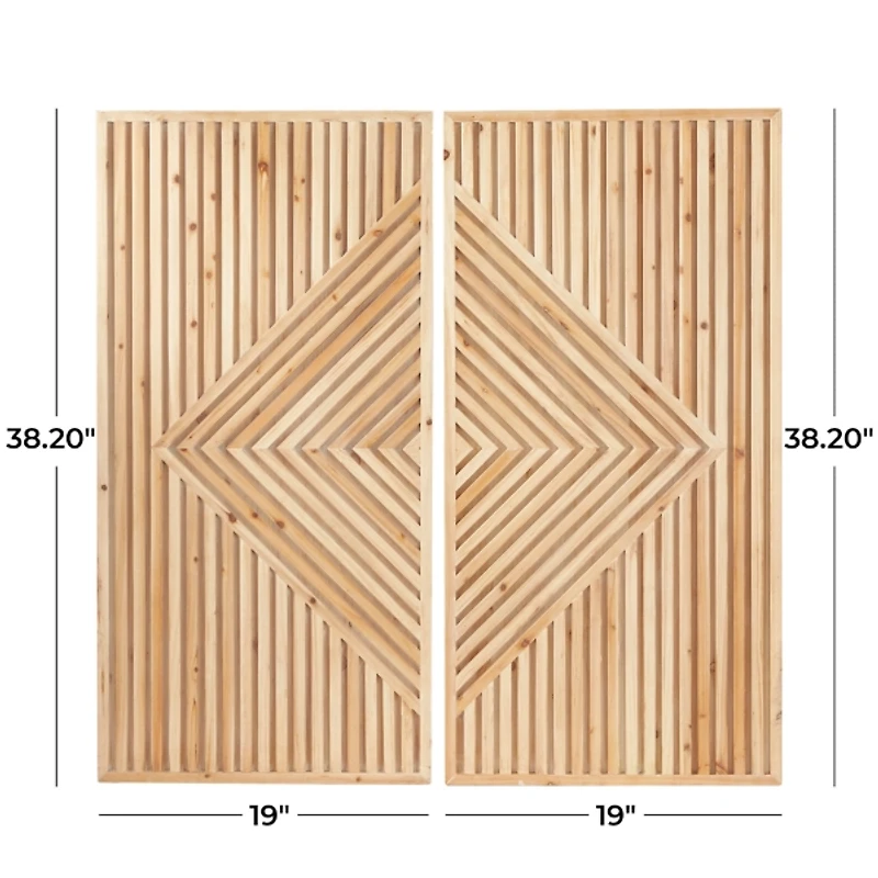 Natural Diamond Wood Panel Wall Plaques, Set of 2