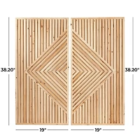 Natural Diamond Wood Panel Wall Plaques, Set of 2