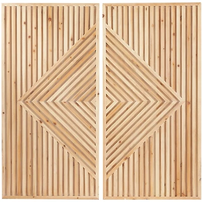 Natural Diamond Wood Panel Wall Plaques, Set of 2