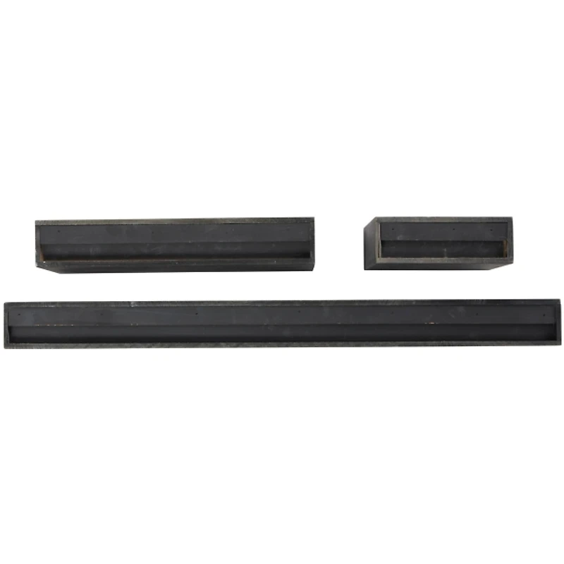 Black Wood Floating Shelves, Set of 3