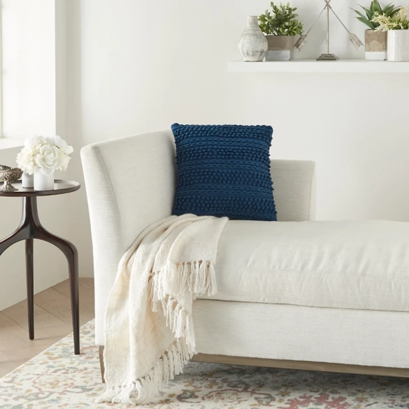 Navy Textured Stripes Pillow