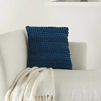 Navy Textured Stripes Pillow