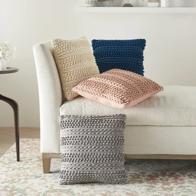 Navy Textured Stripes Pillow