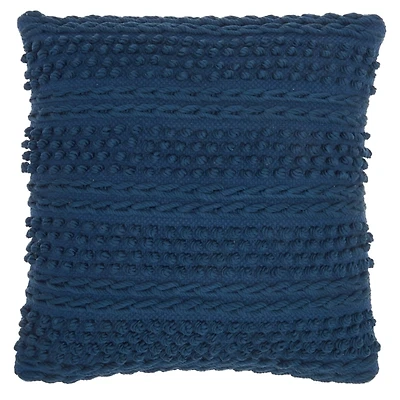Navy Textured Stripes Pillow