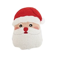 Hooked Wool Santa Face Christmas Pillow