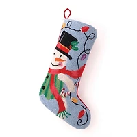 Snowman Hooked Wool Christmas Stocking