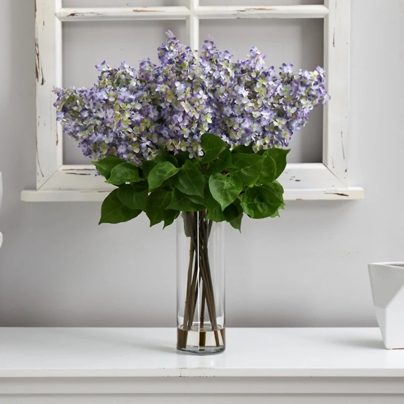 Lilac Arrangement in Glass Vase