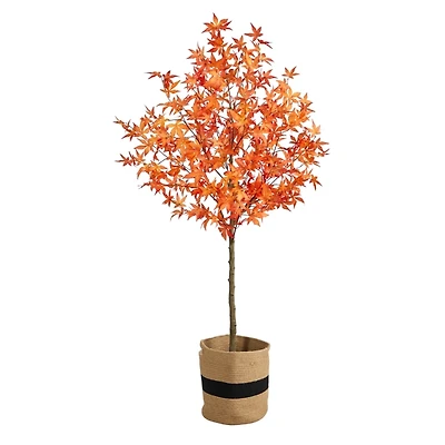Fall Maple Tree in Woven Planter, 6 ft.