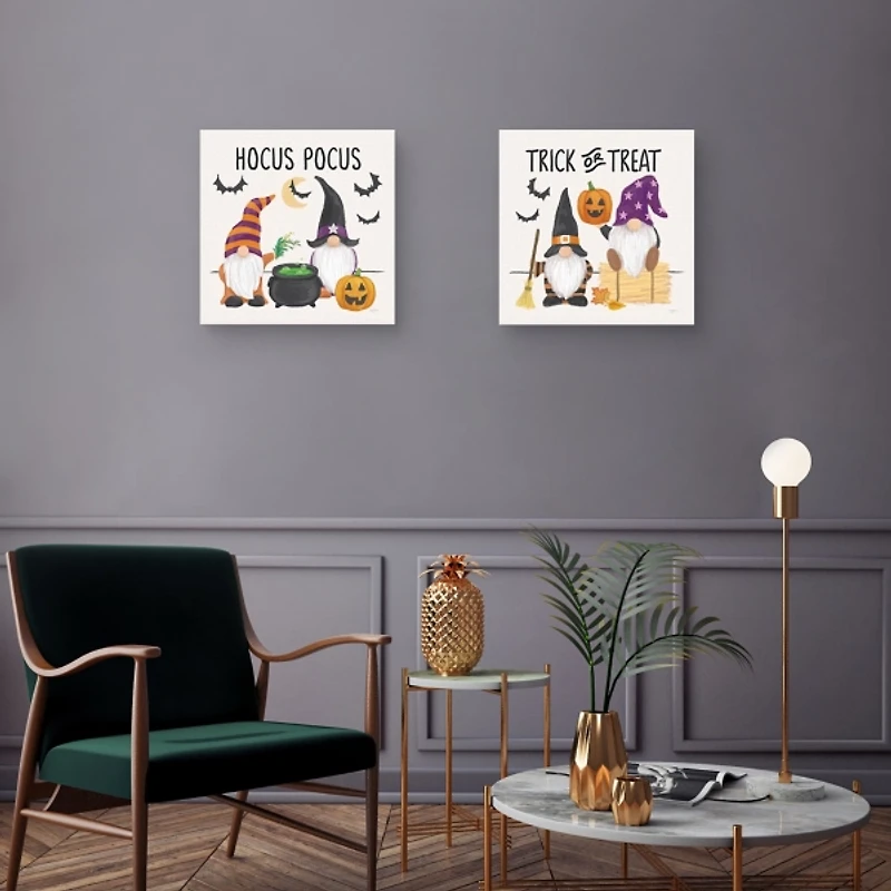 Halloween Gnomes Canvas Art Prints, Set of 2