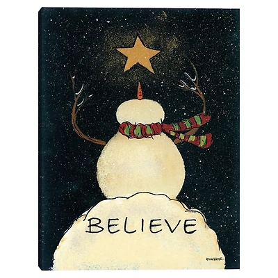 Believe Snowman Canvas Art Print