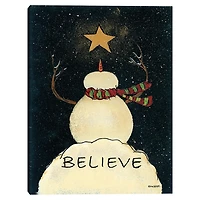 Believe Snowman Canvas Art Print