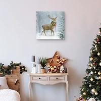 Woodland Holiday Deer Canvas Art Print