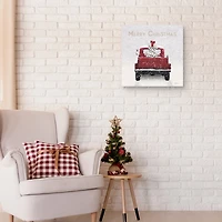 Merry Christmas Snowy Truck Canvas Art Print