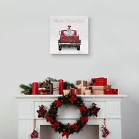 Merry Christmas Snowy Truck Canvas Art Print