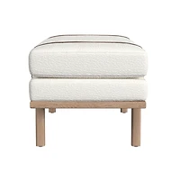 Cream Boucle Brown Faux Leather Bench