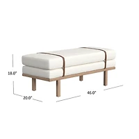 Cream Boucle Brown Faux Leather Bench