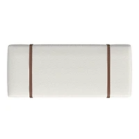Cream Boucle Brown Faux Leather Bench