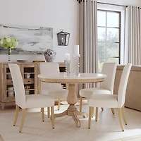 Cream Whitewashed Dining Chairs, Set of 2
