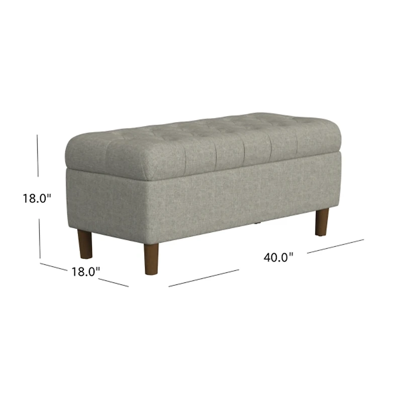 Gray Tufted Upholstered Storage Bench
