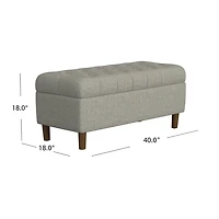 Gray Tufted Upholstered Storage Bench