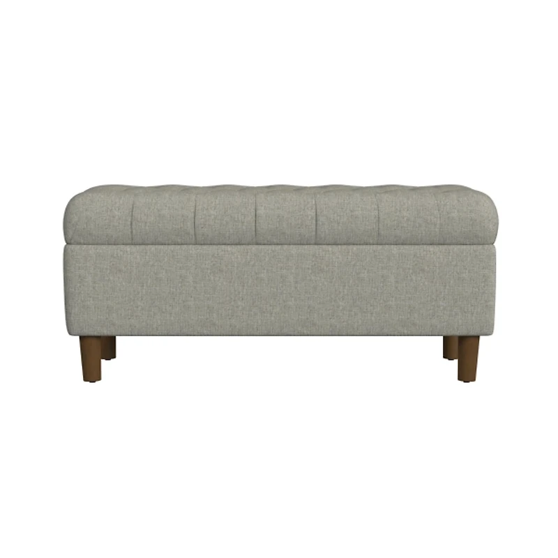 Gray Tufted Upholstered Storage Bench