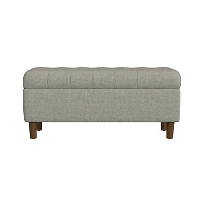 Gray Tufted Upholstered Storage Bench