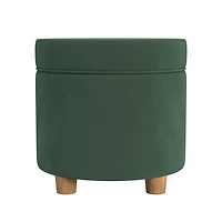 Moss Green Round Velvet Storage Ottoman