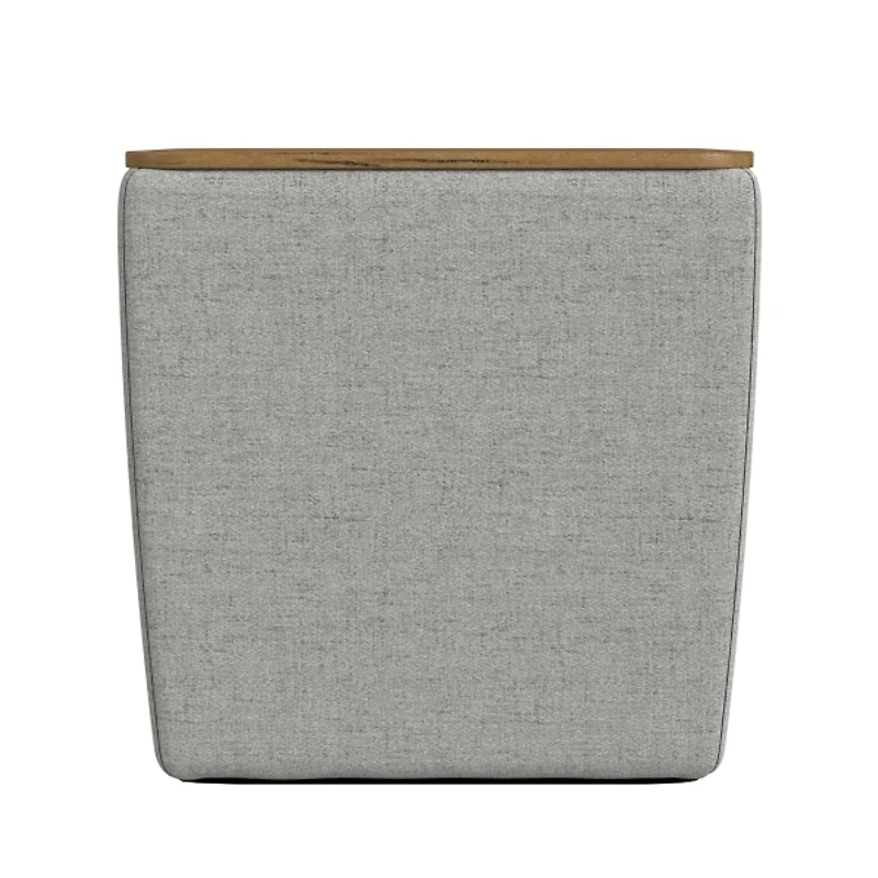 Gray Upholstered Storage Ottoman with Wood Lid