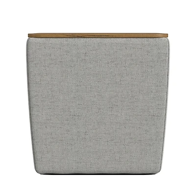 Gray Upholstered Storage Ottoman with Wood Lid