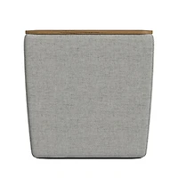 Gray Upholstered Storage Ottoman with Wood Lid