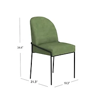 Moss Green Velvet Metal Dining Chair