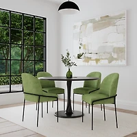 Moss Green Velvet Metal Dining Chair