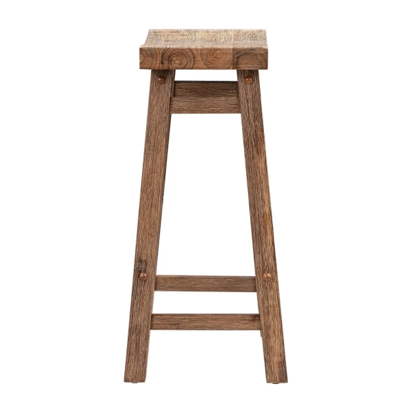 Acacia Barnwood Saddle Counter Stools, Set of 2
