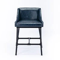 Midnight Blue Faux Leather Parlor Bar Stool