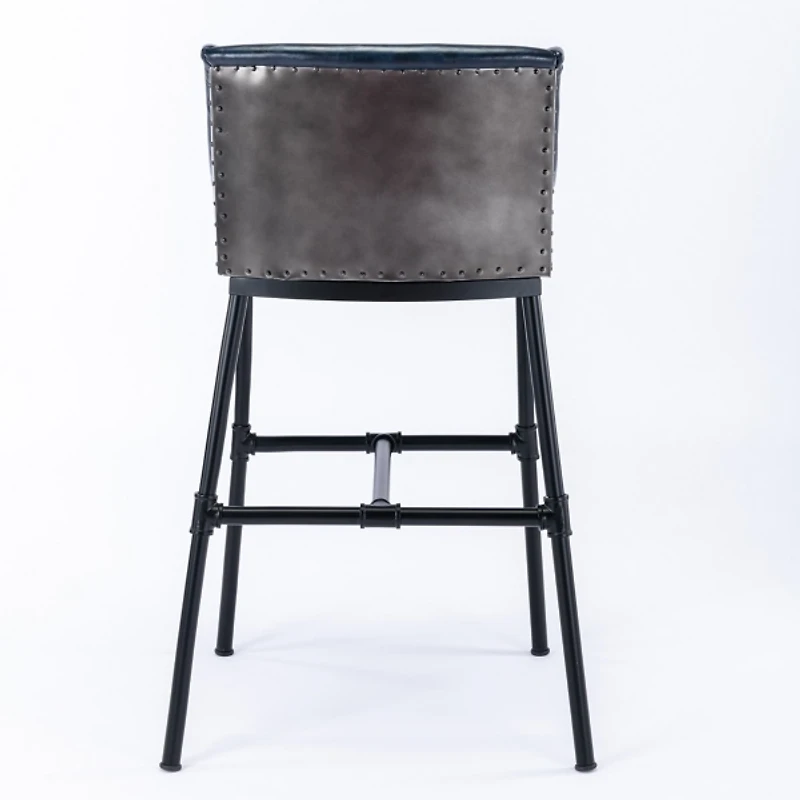 Midnight Blue Faux Leather Parlor Bar Stool