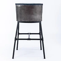 Midnight Blue Faux Leather Parlor Bar Stool