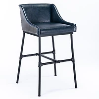 Midnight Blue Faux Leather Parlor Bar Stool