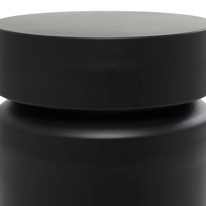 Black Metal Round Drum Accent Table