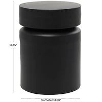 Black Metal Round Drum Accent Table