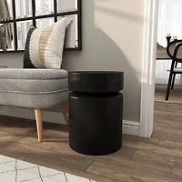 Black Metal Round Drum Accent Table