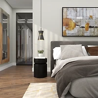 Black Metal Round Drum Accent Table