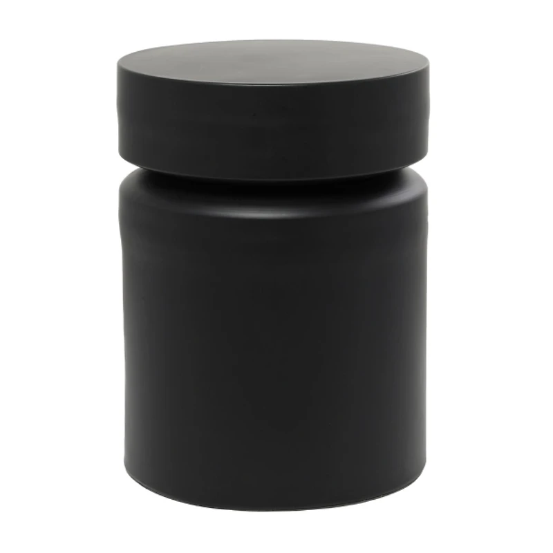 Black Metal Round Drum Accent Table