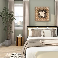 Handmade Round Banana Leaf Striped Accent Table