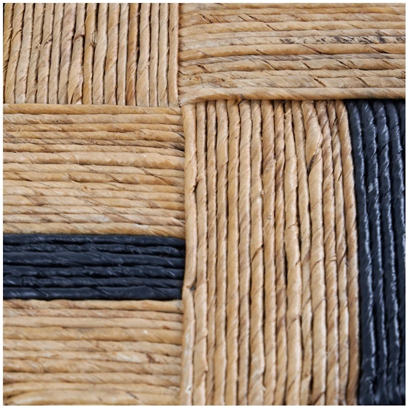 Handmade Round Banana Leaf Striped Accent Table