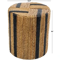 Handmade Round Banana Leaf Striped Accent Table