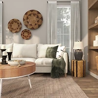 Handmade Round Banana Leaf Striped Accent Table