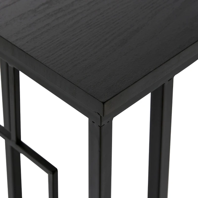 Dark Brown Metal C-Shaped Accent Table