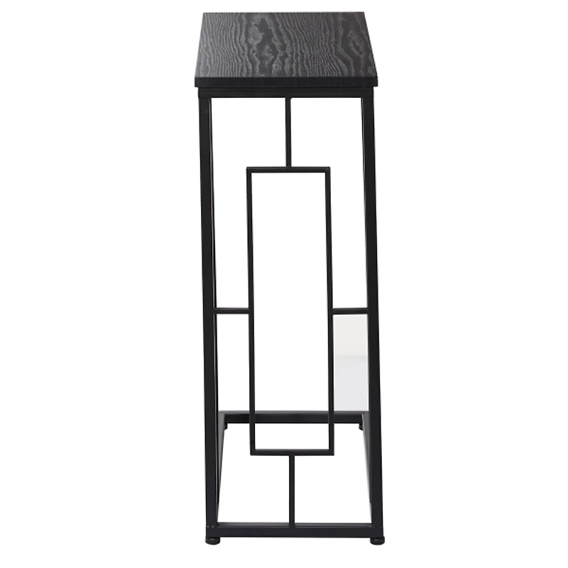 Dark Brown Metal C-Shaped Accent Table