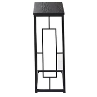 Dark Brown Metal C-Shaped Accent Table